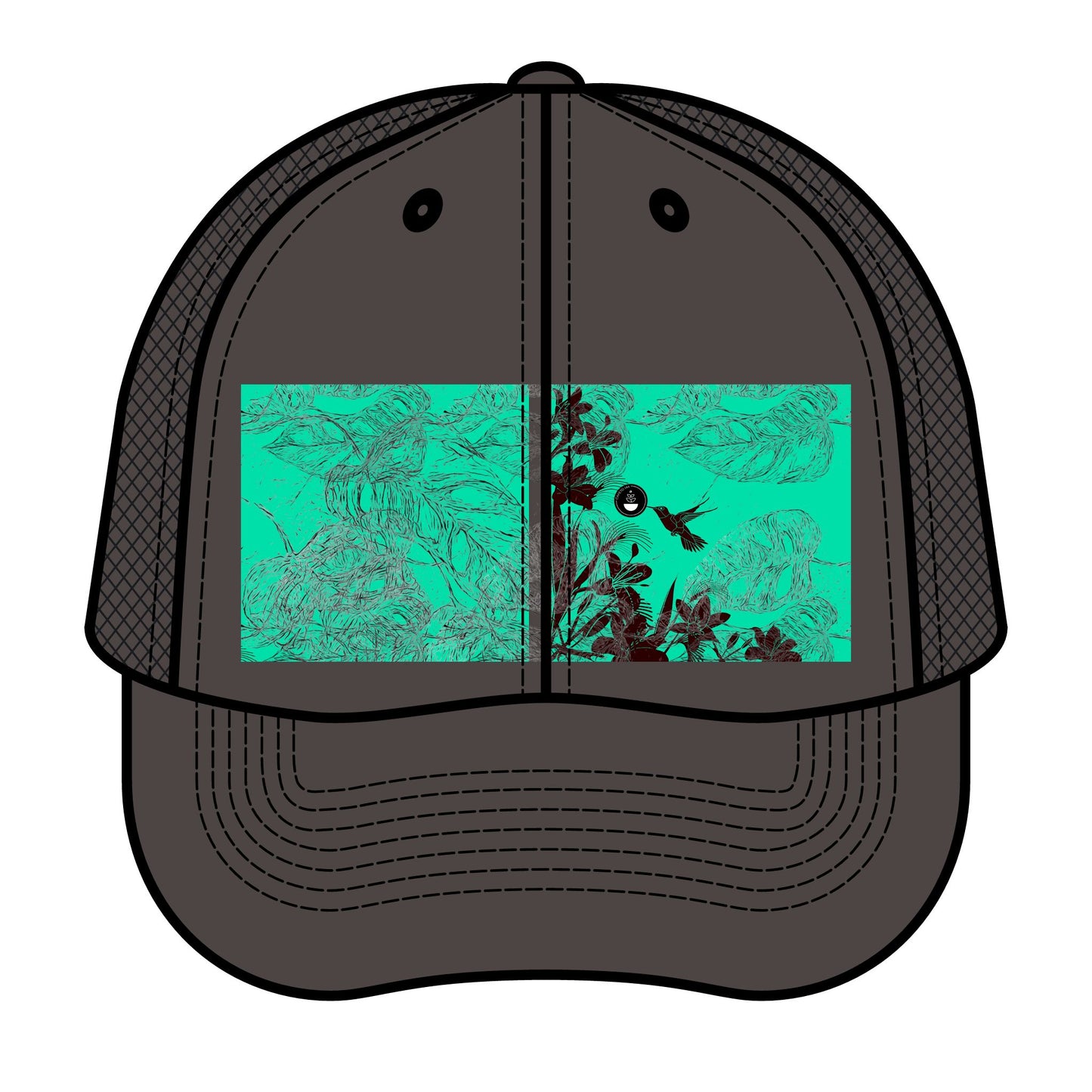 Vintage Floral Trucker Hat - Retro Style with Turquoise Accents